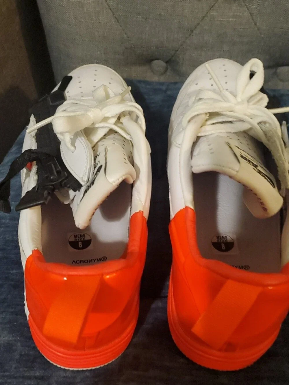Nike Air Lunar Force Men’s White Sneakers with Orange Detail and Black Zipper